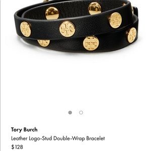 Tory Burch Leather Logo Stud Bracelet